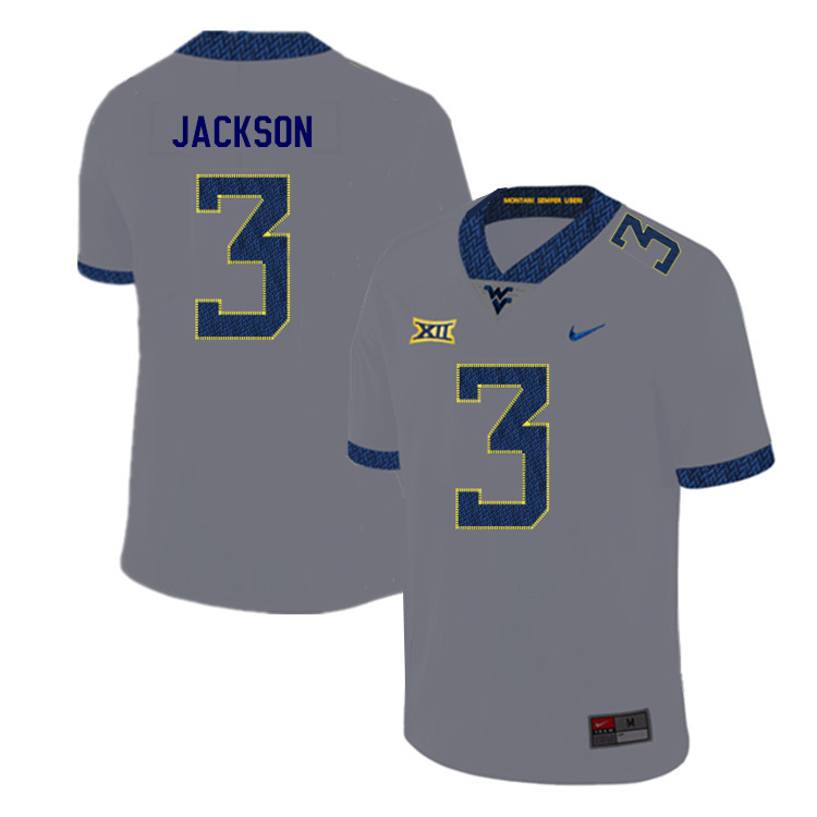 2019 Men #3 Trent Jackson West Virginia Mountaineers College Football Jerseys Sale-Gray